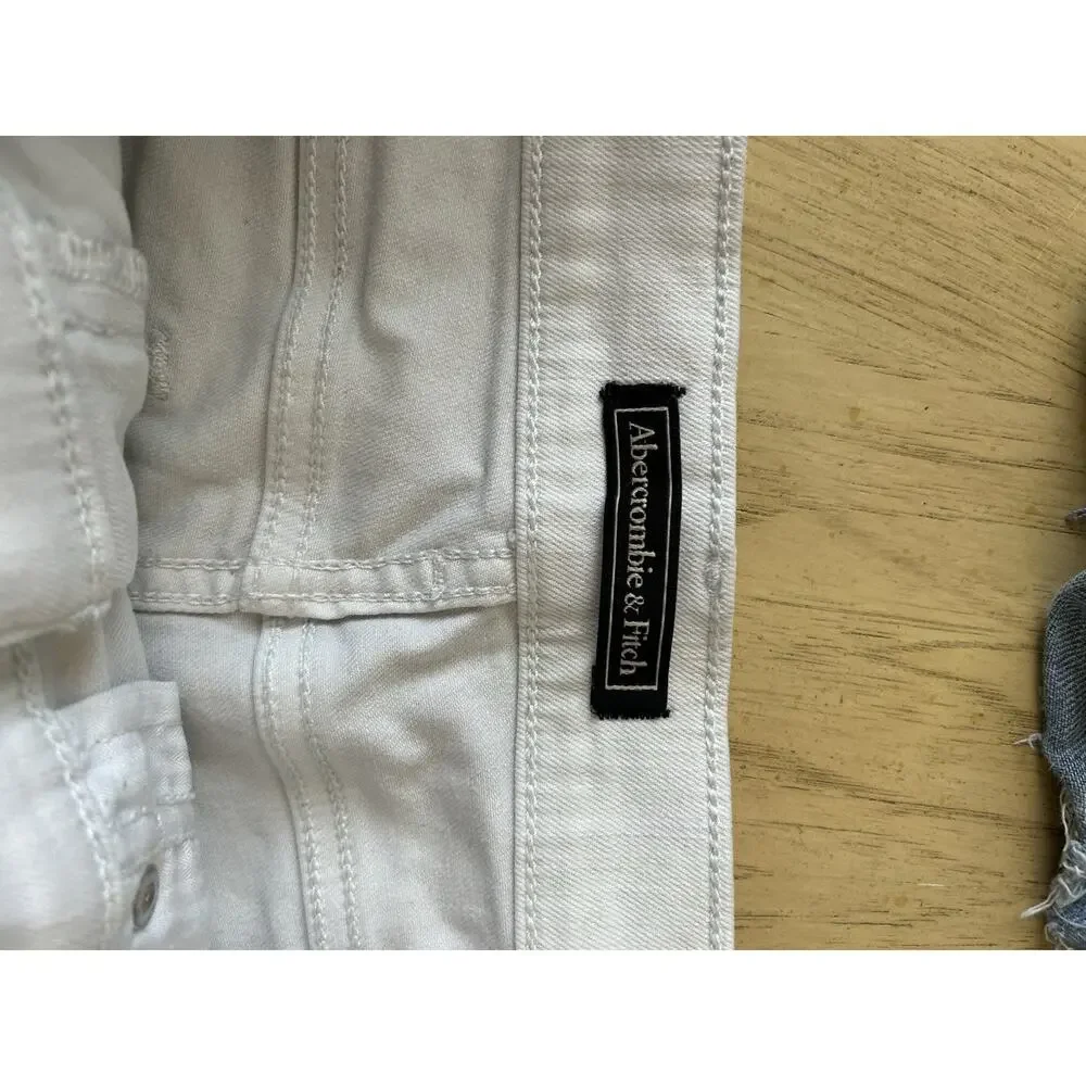 Y2k Abercrombie & Fitch Denim Short 2 w28 White & Blue Low Rise Stretch Lot 2